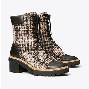 Tory Burch Miller tweed lug sole bootie